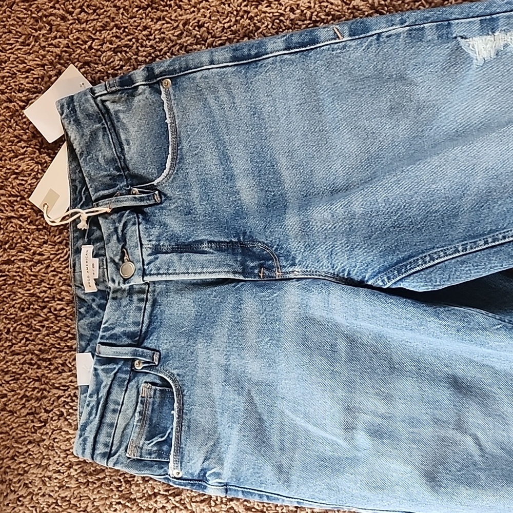 Good American Good Icon Festival Rips Straight Crop NWT Denim Jeans 2 26 - Picture 11 of 16